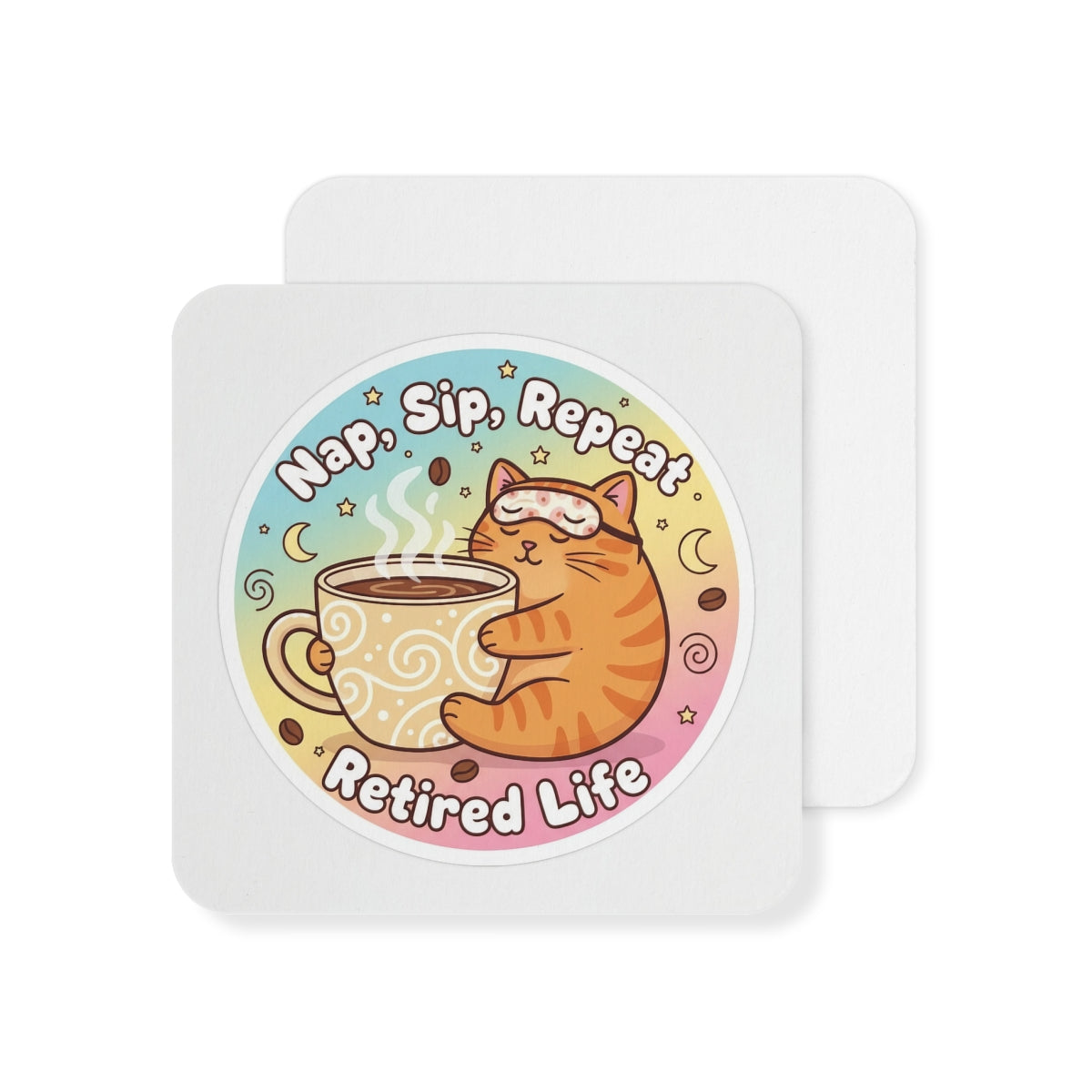 Nap Sip Repeat Retired Life Cat Coaster Set