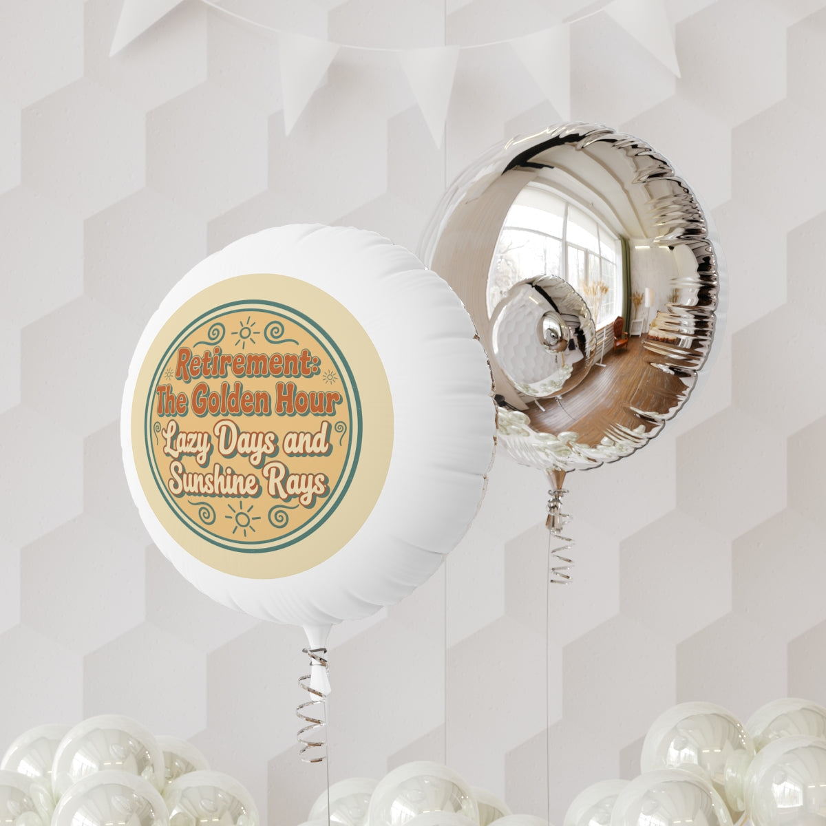 Retirement The Golden Hour Lazy Days and Sunshine Rays | The Golden Hour | Celebrate Retirement 11in or 22in Mylar Ballon - Retiree Gifts Retirement Party