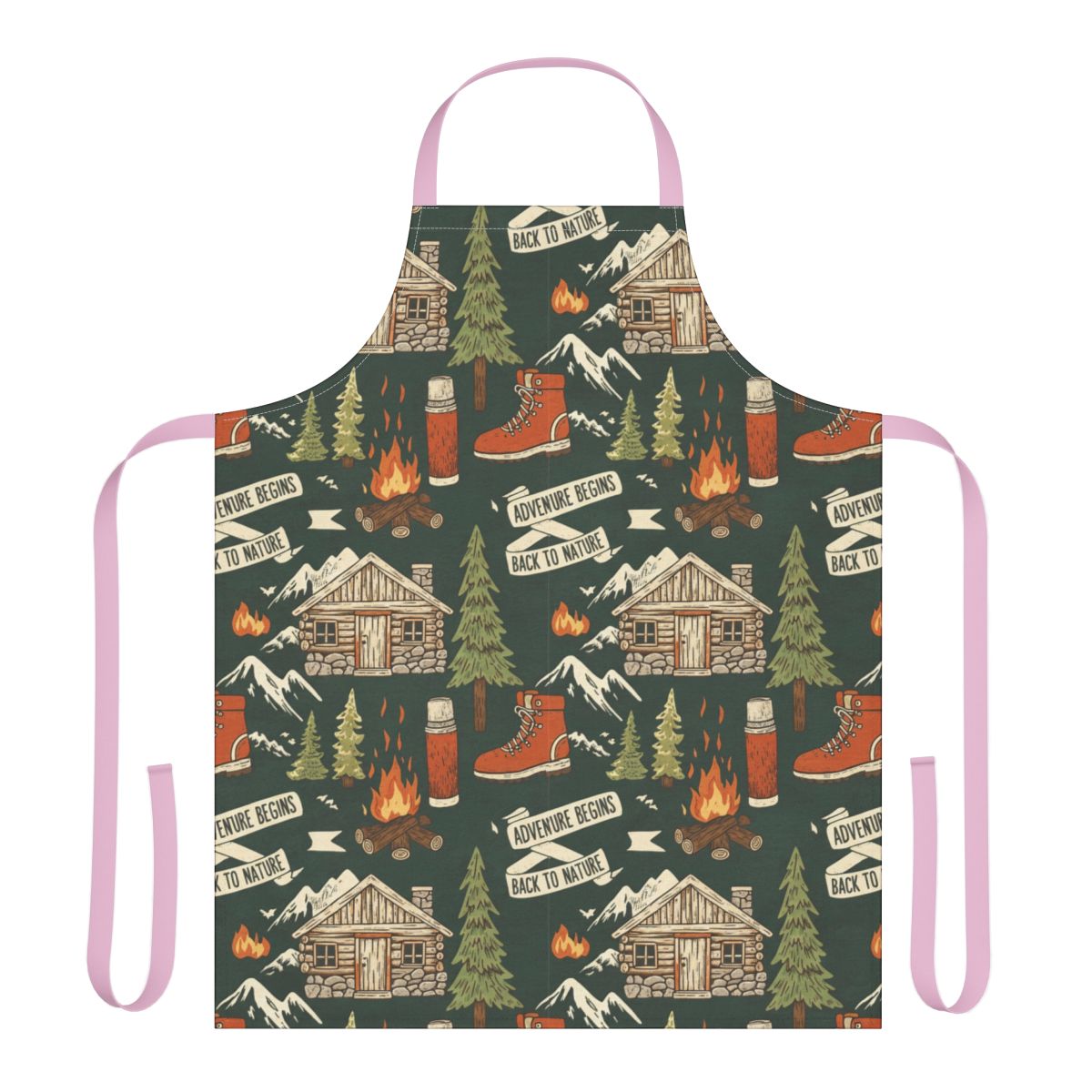 Adventure Begins Rustic Cabin and Nature Print Apron