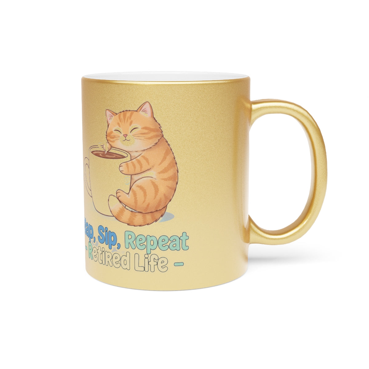 Coffee Carton Sip Repeat Cute Cat Mug for Retired Life
