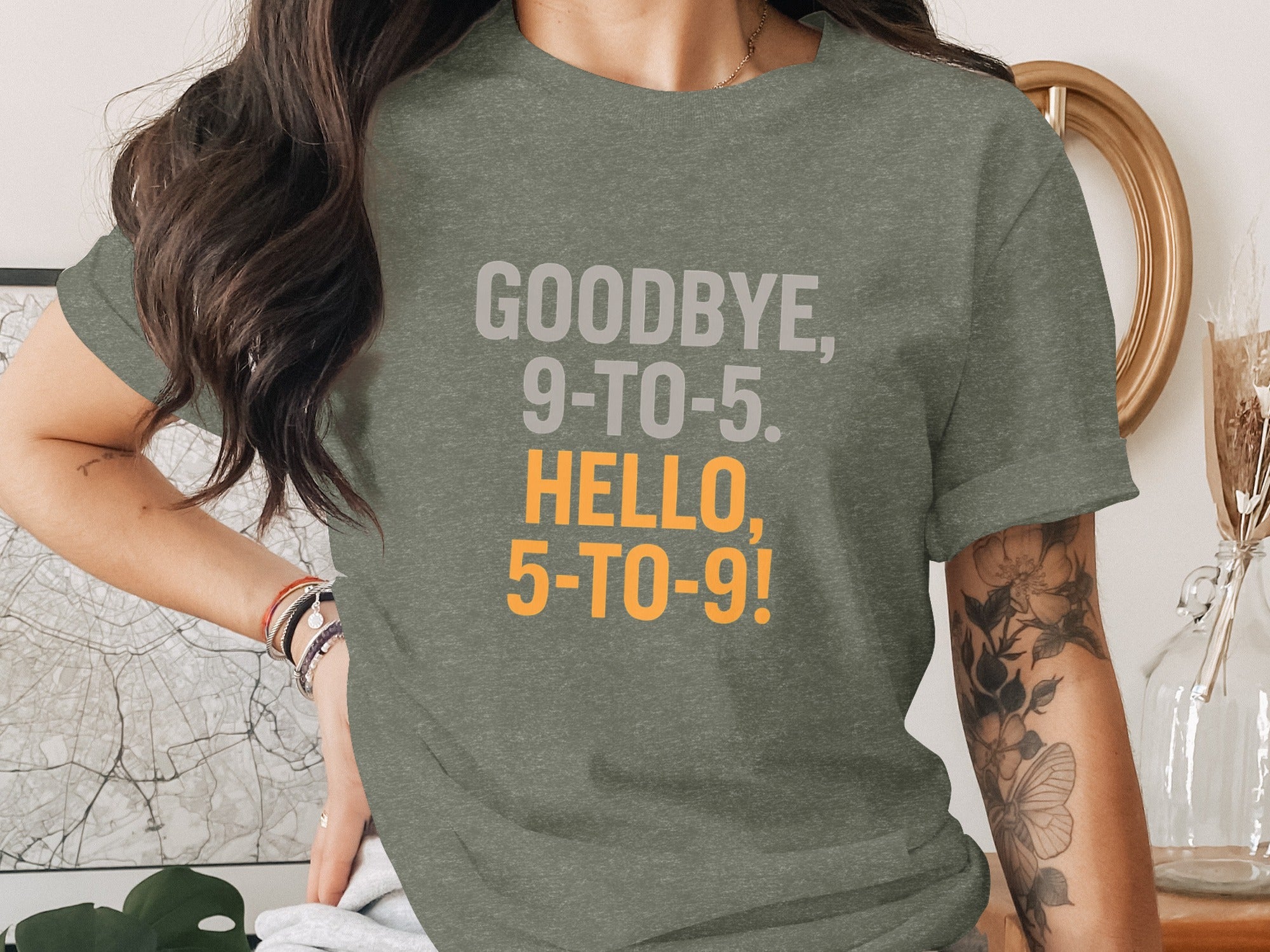 Goodbye 9-to-5 Hello 5-to-9 | Dark Heaterh Color Bella T-Shirts - Retiree Gifts Retirement Party