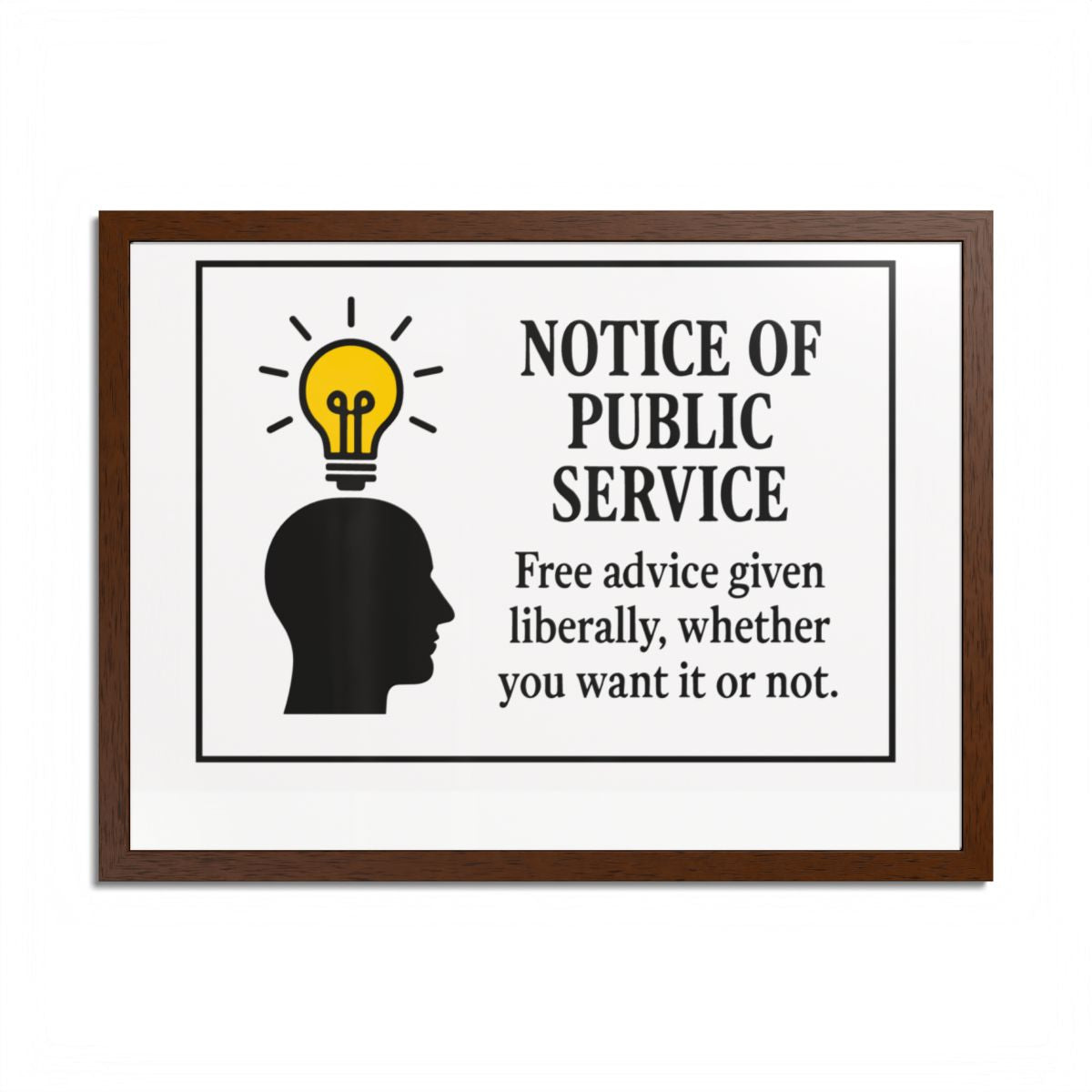 Notice Of Public Service Advice Given Framed Art Posters - Retiree Gifts Retirement Party