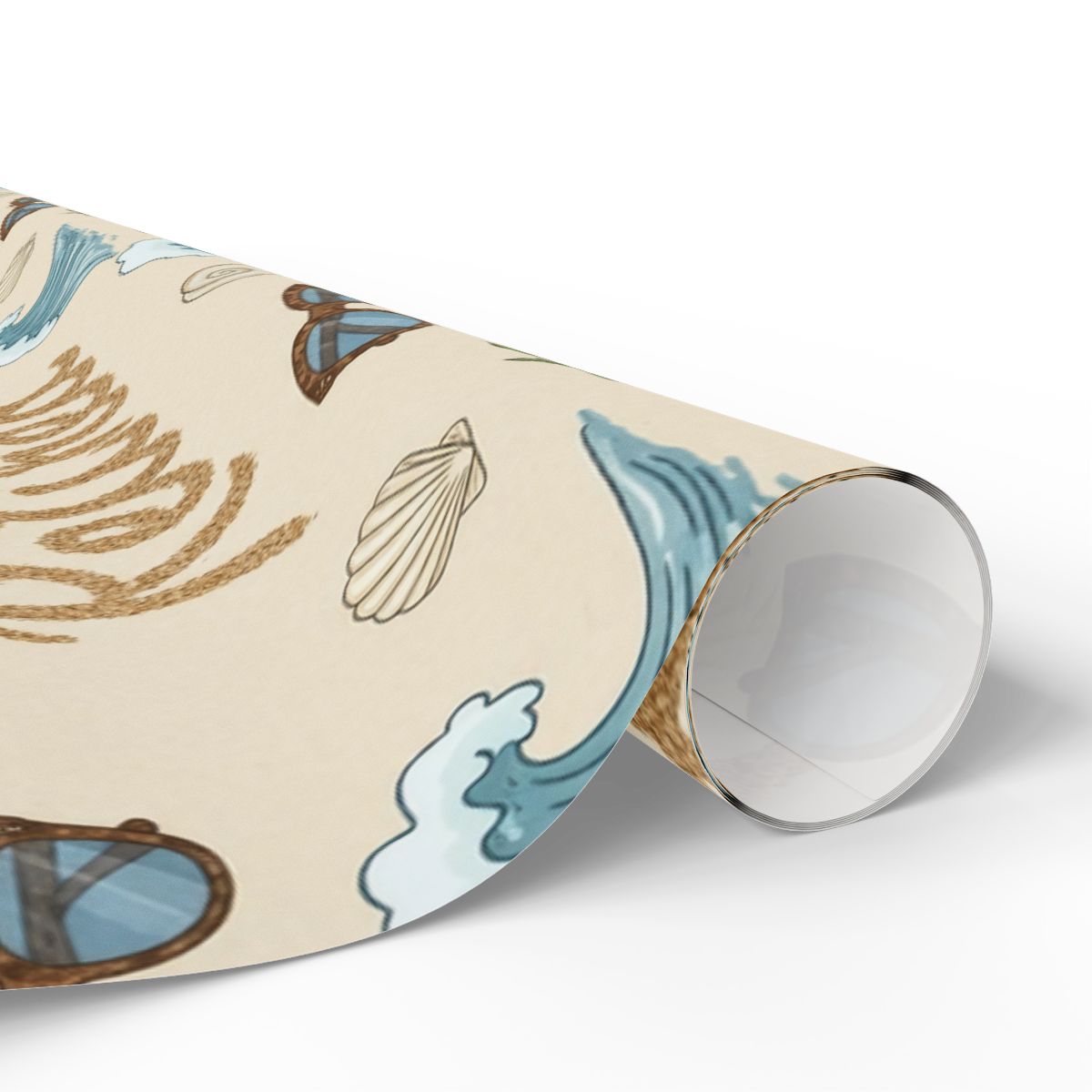 Coastal Waves and Shells Decorative Wrapping Paper