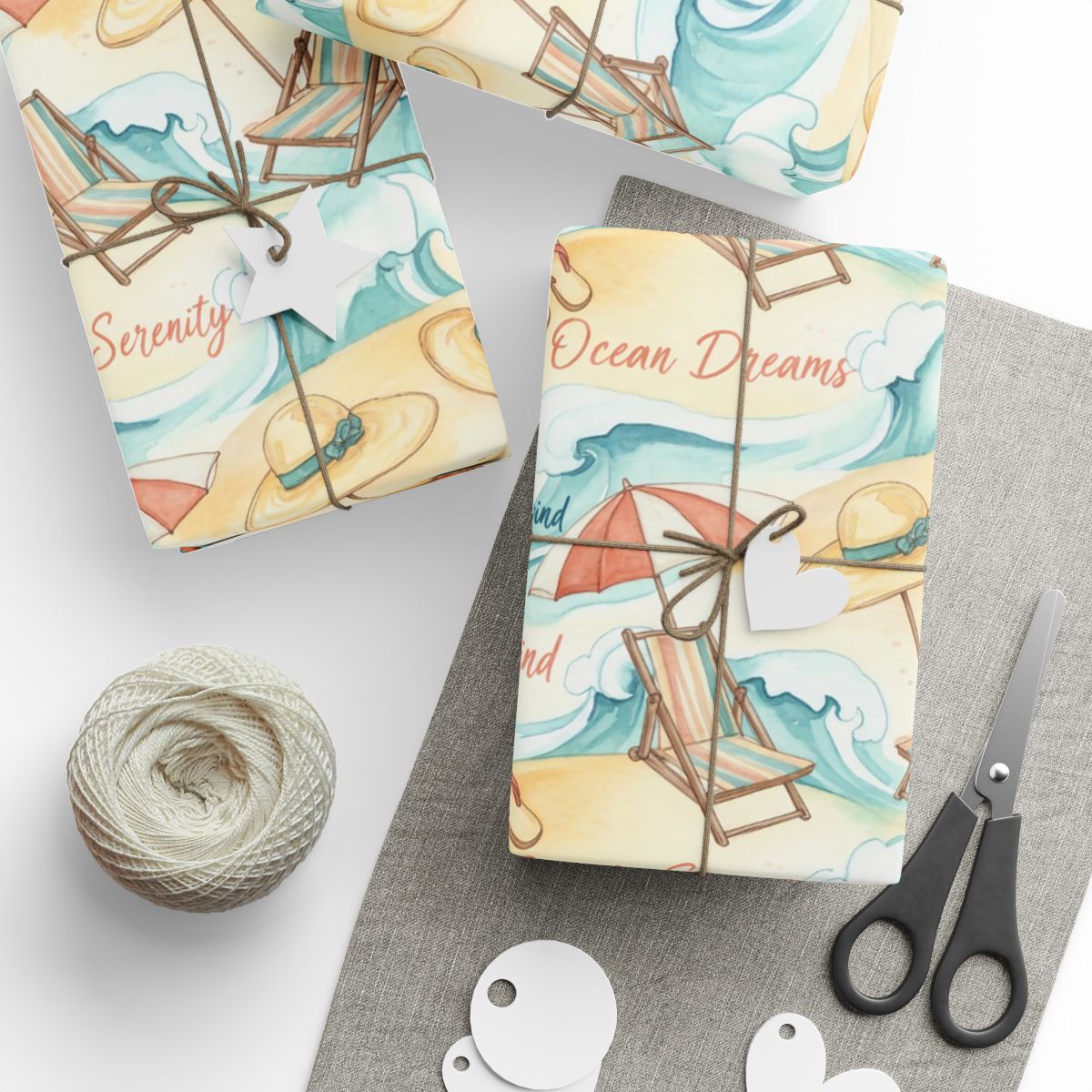 Ocean Dreams Serenity Beach Scene Wrapping Paper