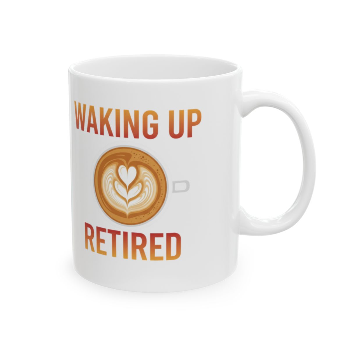 Waking Up Retired Coffee Mug with Latte Art Design