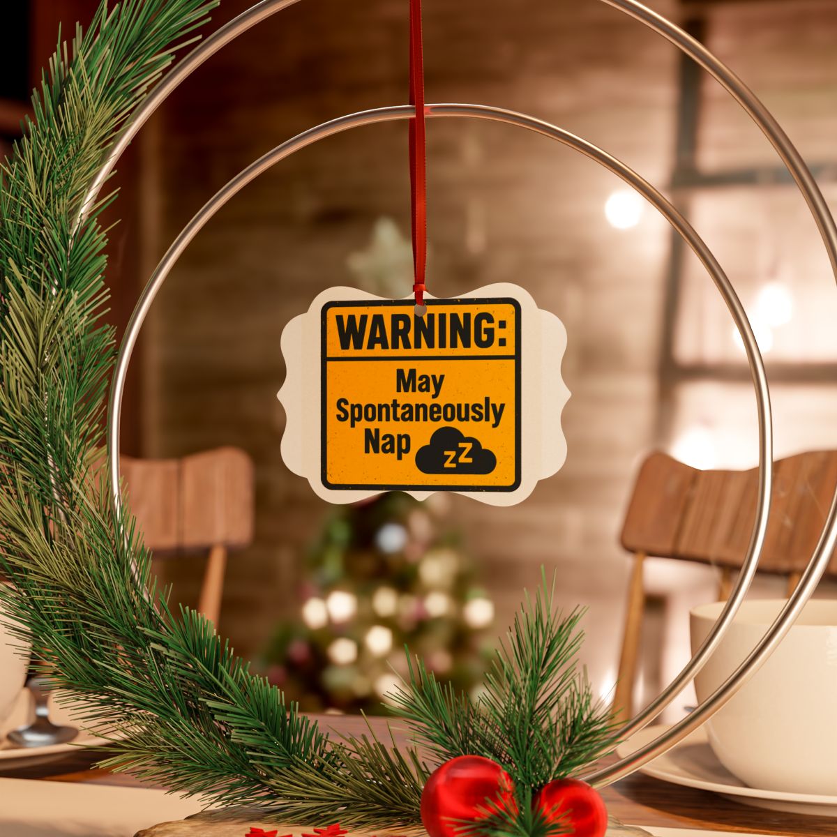 Warning May Spontaneously Nap | Custom Cut Acrylic Ornament - Retiree Gifts Retirement Party