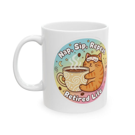 Nap Sip Repeat Retired Life Cute Cat Coffee Mug