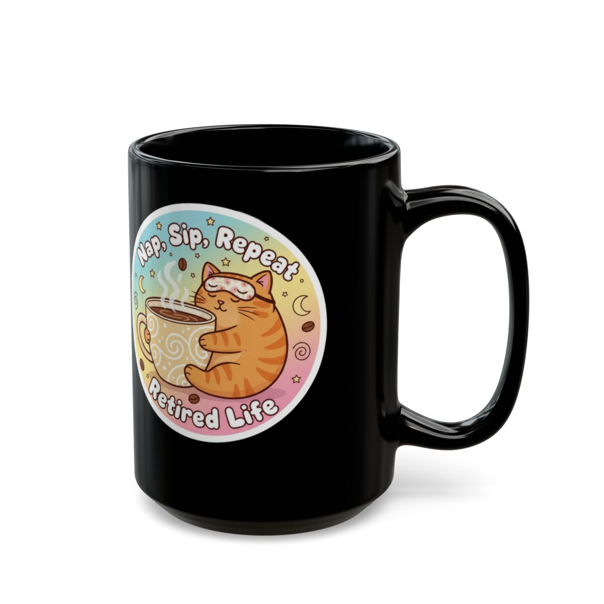Nap Sip Repeat Retired Life Cute Cat Coffee Mug