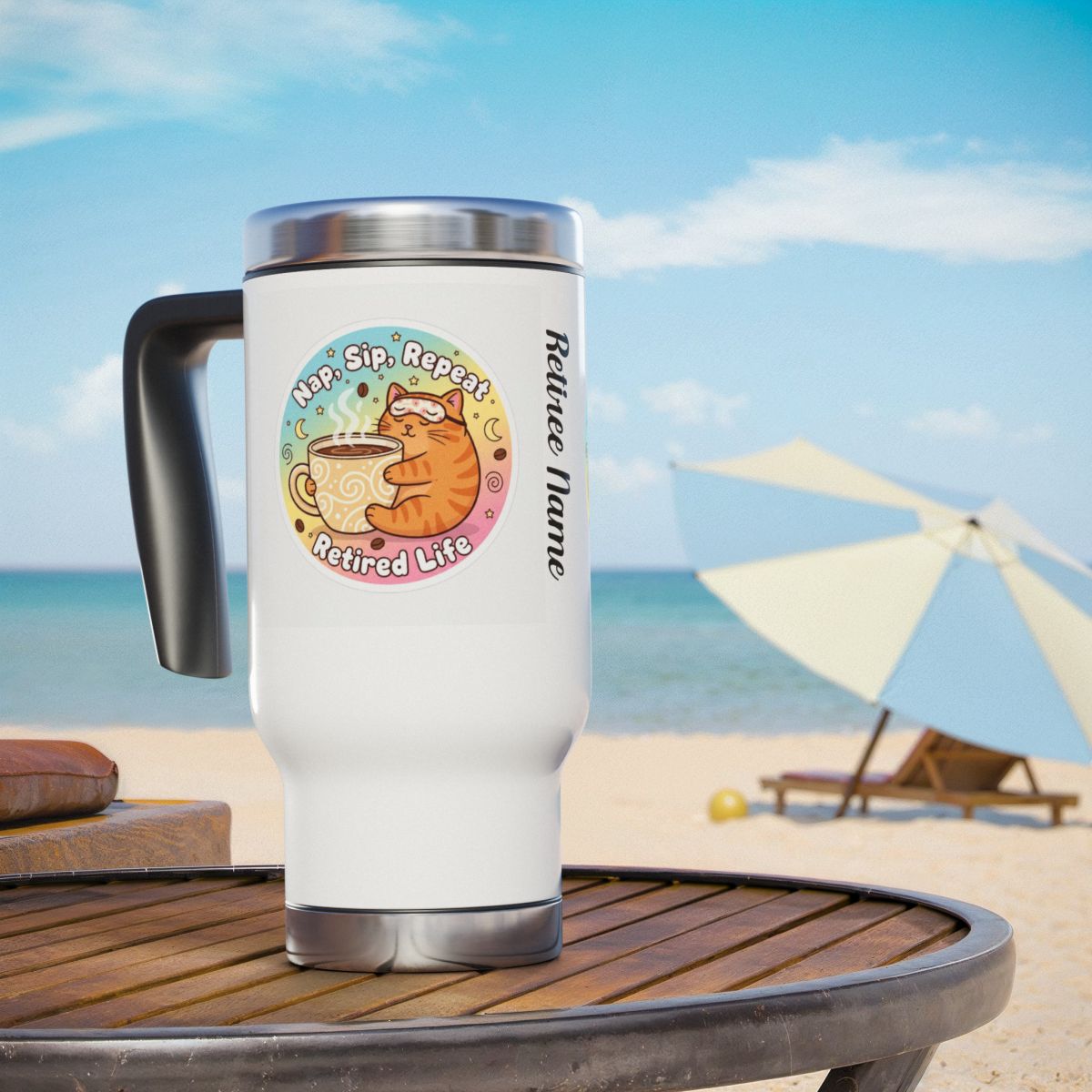 Retired Life Sip Repeat Travel Mug for Relaxed Adventures