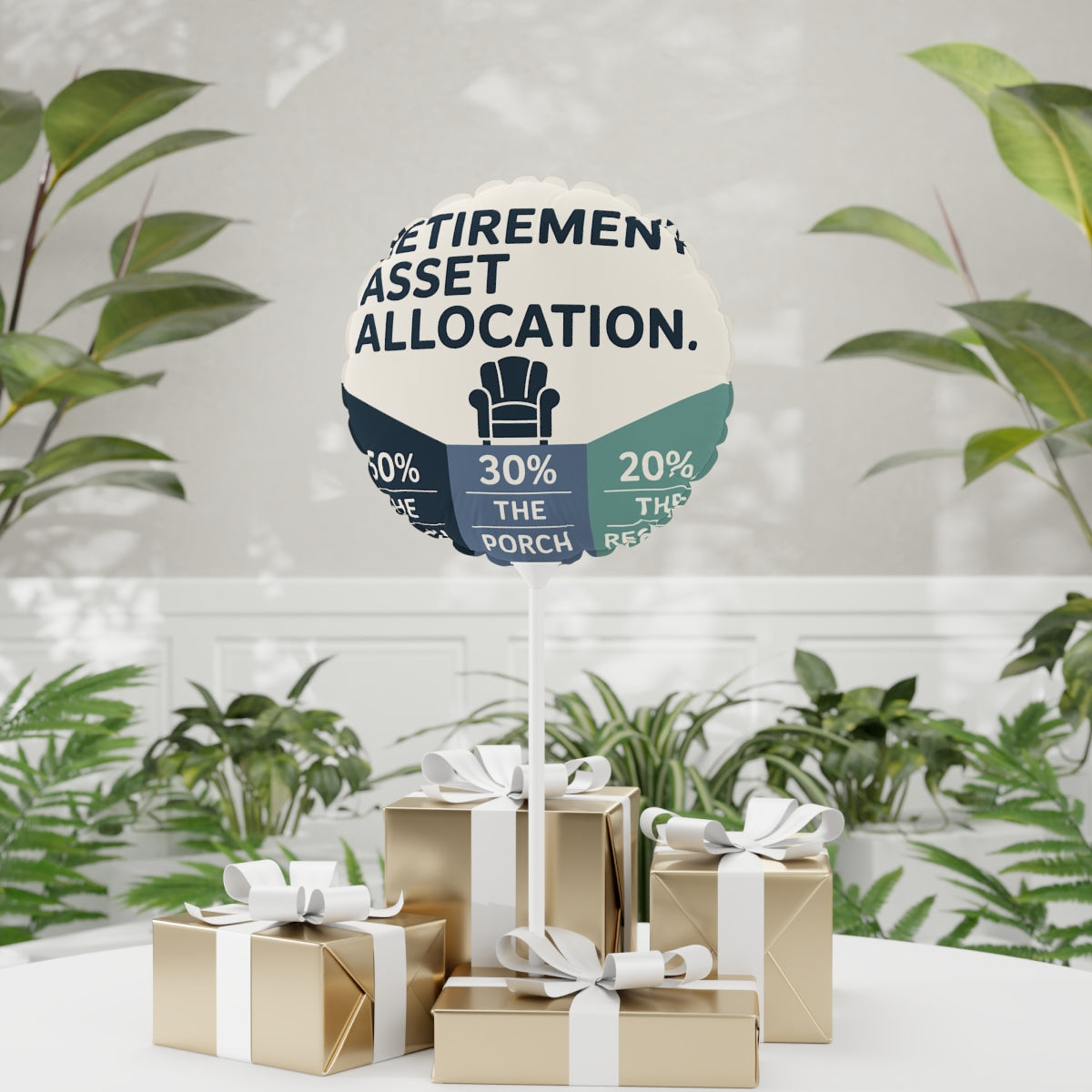 Retirement Asset Allocation 50 the Couch | 30 the Porch | Show someone you care with Mylar Ballons 11in or 22in - Retiree Gifts Retirement Party