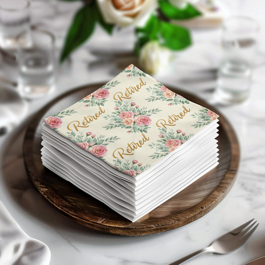 Retired Floral Napkins Elegant Retirement Party Decor