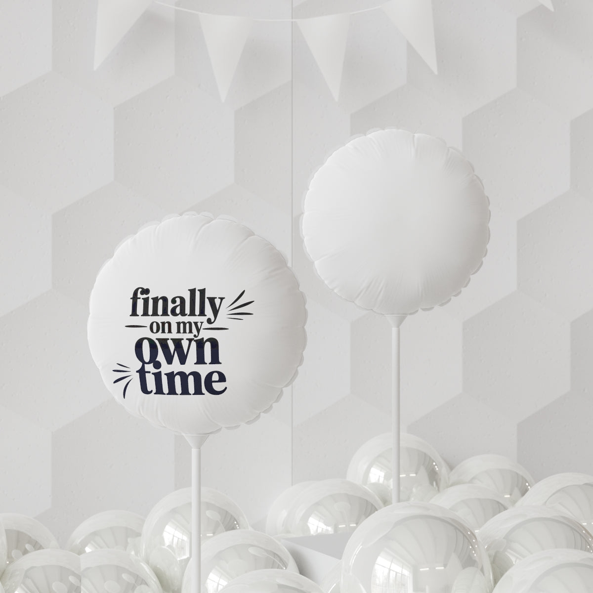 Finally On My Own Time Mylar 22in or 11in Mylar Ballons - Retiree Gifts Retirement Party
