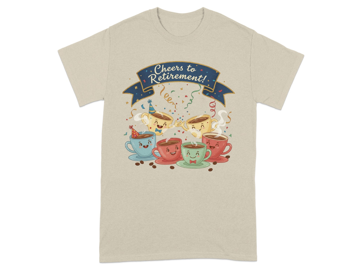 Cheers to Retirement Coffee Cups Graphic T-Shirt
