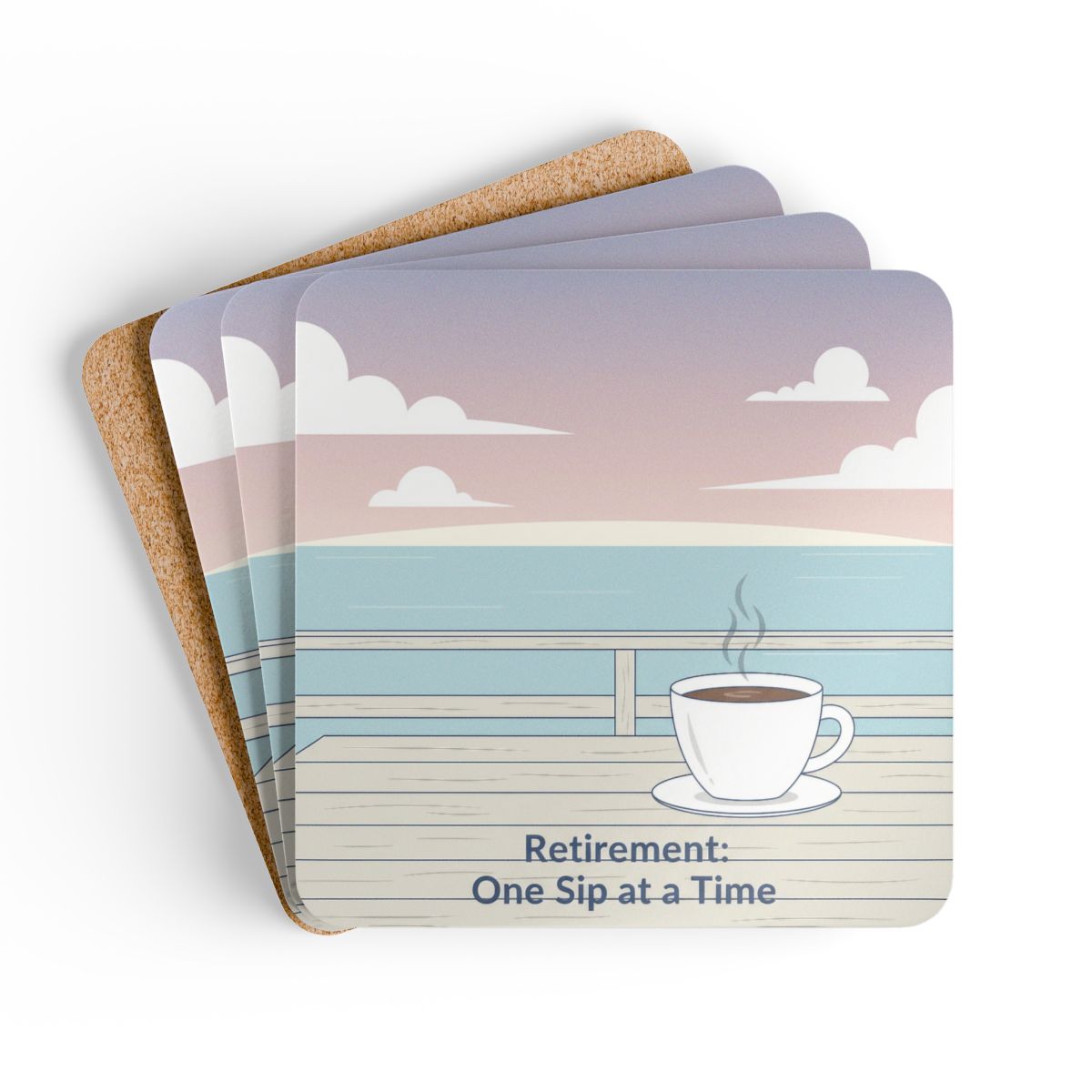 Retirement One Sip at a Time Scenic Coaster Set