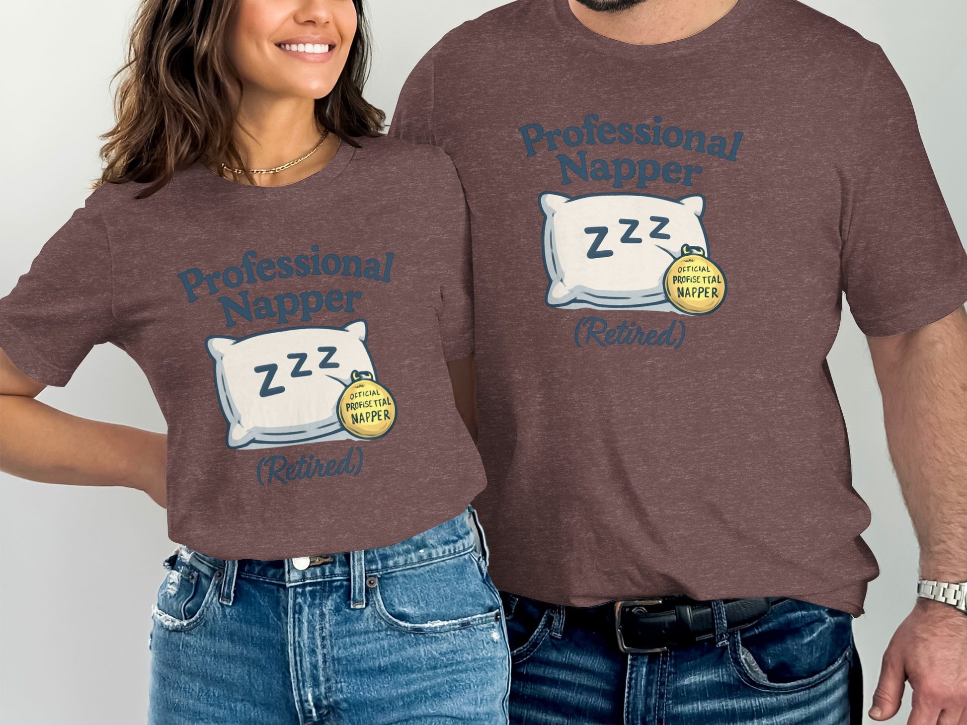Professional Napper Retired T-Shirt | Official Profistial Napper | Dark Heaterh Color Bella T-Shirts - Retiree Gifts Retirement Party