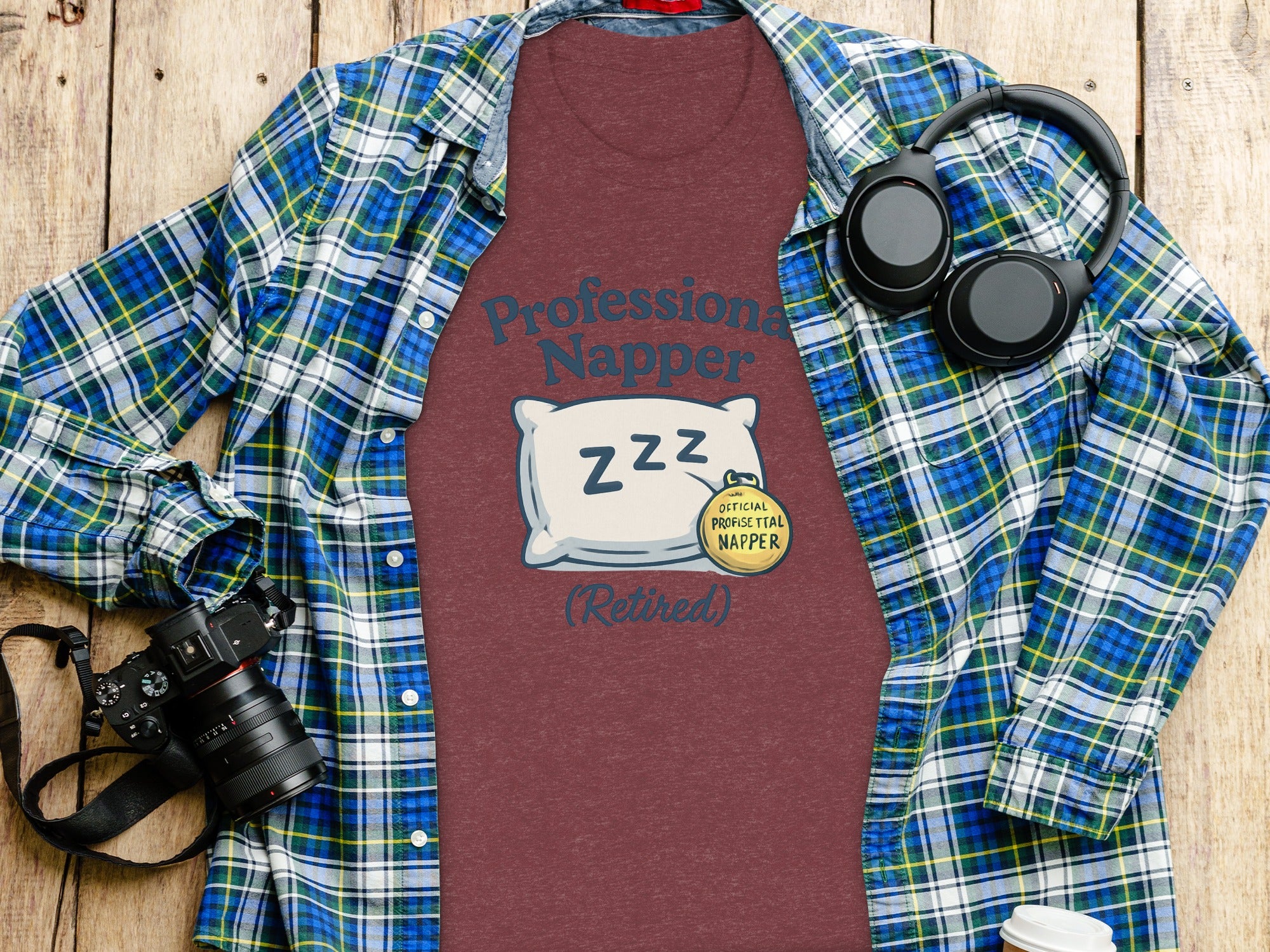 Professional Napper Retired T-Shirt | Official Profistial Napper | Dark Heaterh Color Bella T-Shirts - Retiree Gifts Retirement Party