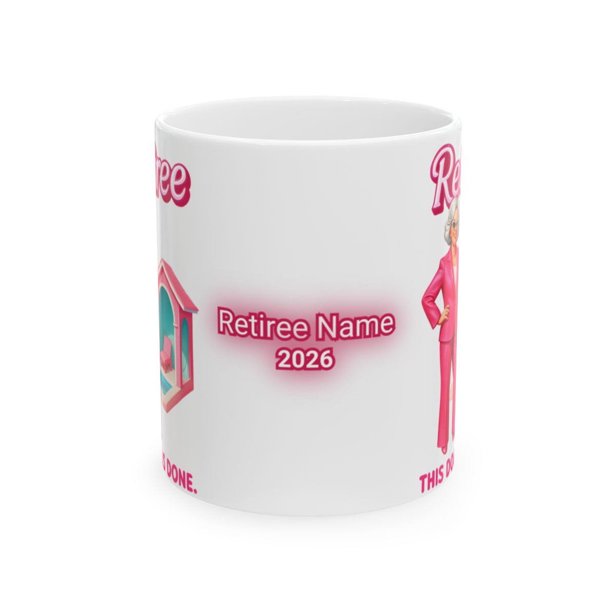 Custom Retiree Name 2026 Pink Graphic Mug