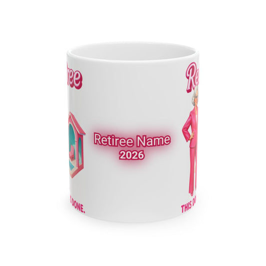Custom Retiree Name 2026 Pink Graphic Mug