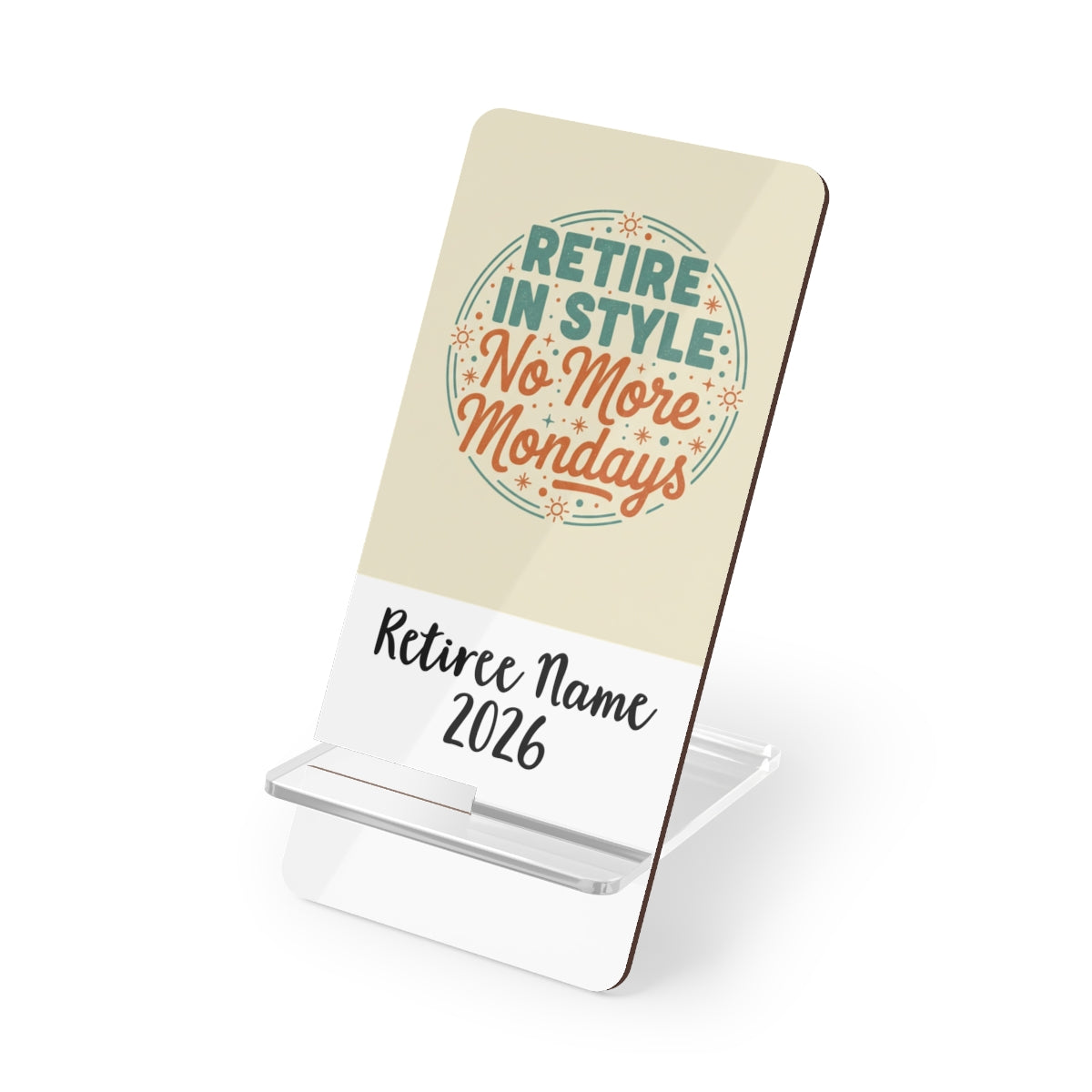 Retire in Style No More Mondays | Retirement Gift Idea | Personalized Phone Stand or Phone Charger - Retiree Gifts Retirement Party
