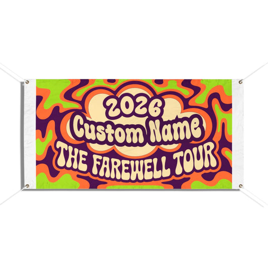 Psychedelic Farewell Tour Bold Retro Colors Vinyl Banner or Yard Sign - Retiree Gifts Retirement Party