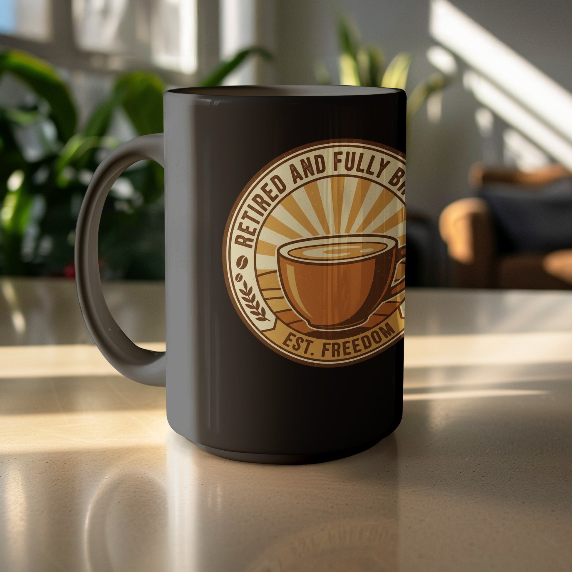 Retired and Fully Brewed Coffee Mug for Morning Enjoyment