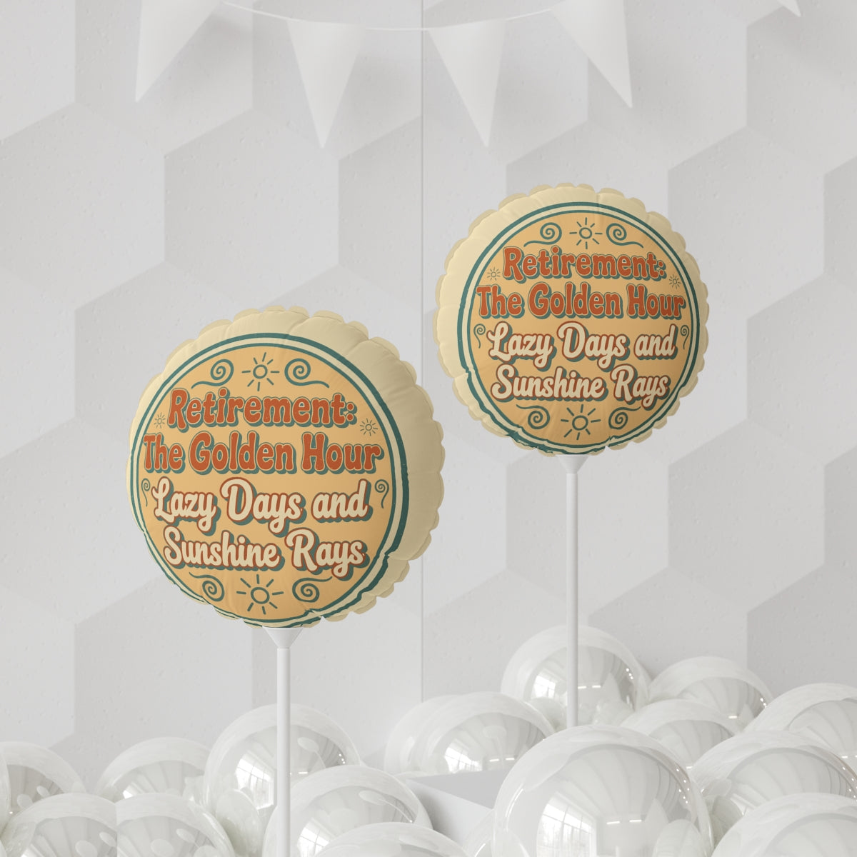 Retirement The Golden Hour Lazy Days and Sunshine Rays | The Golden Hour | Celebrate Retirement 11in or 22in Mylar Ballon - Retiree Gifts Retirement Party