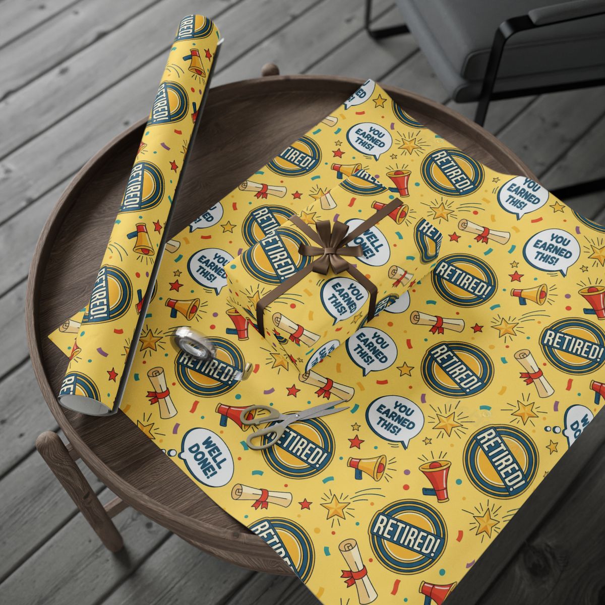 Retired You Earned It Congratulations Wrapping Paper