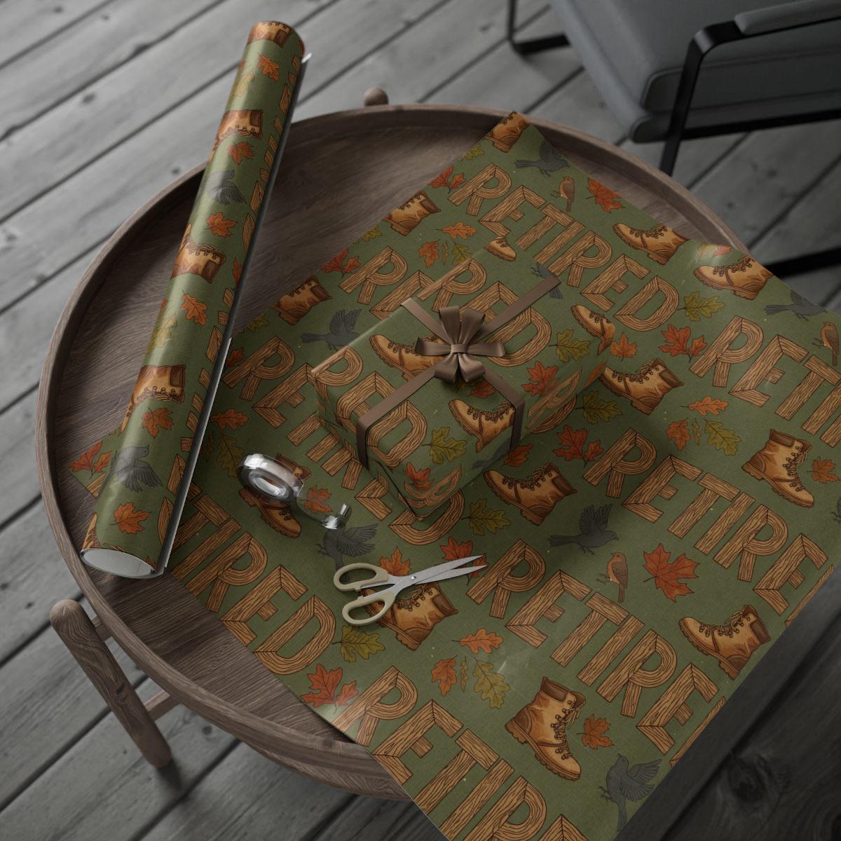 Rustic Boots Leaves Themed Wrapping Paper Product