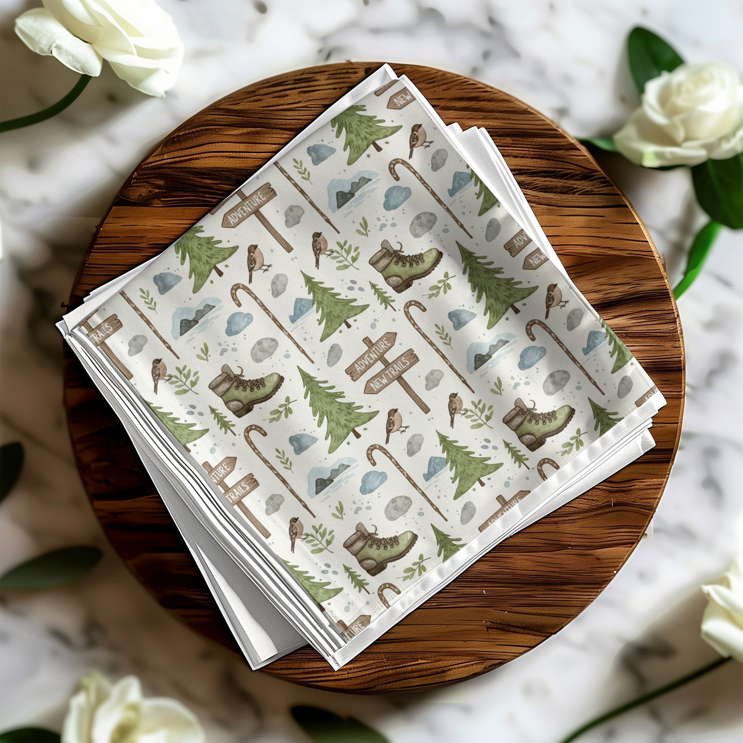 Rustic Nature and Hiking Adventure Print Napkin