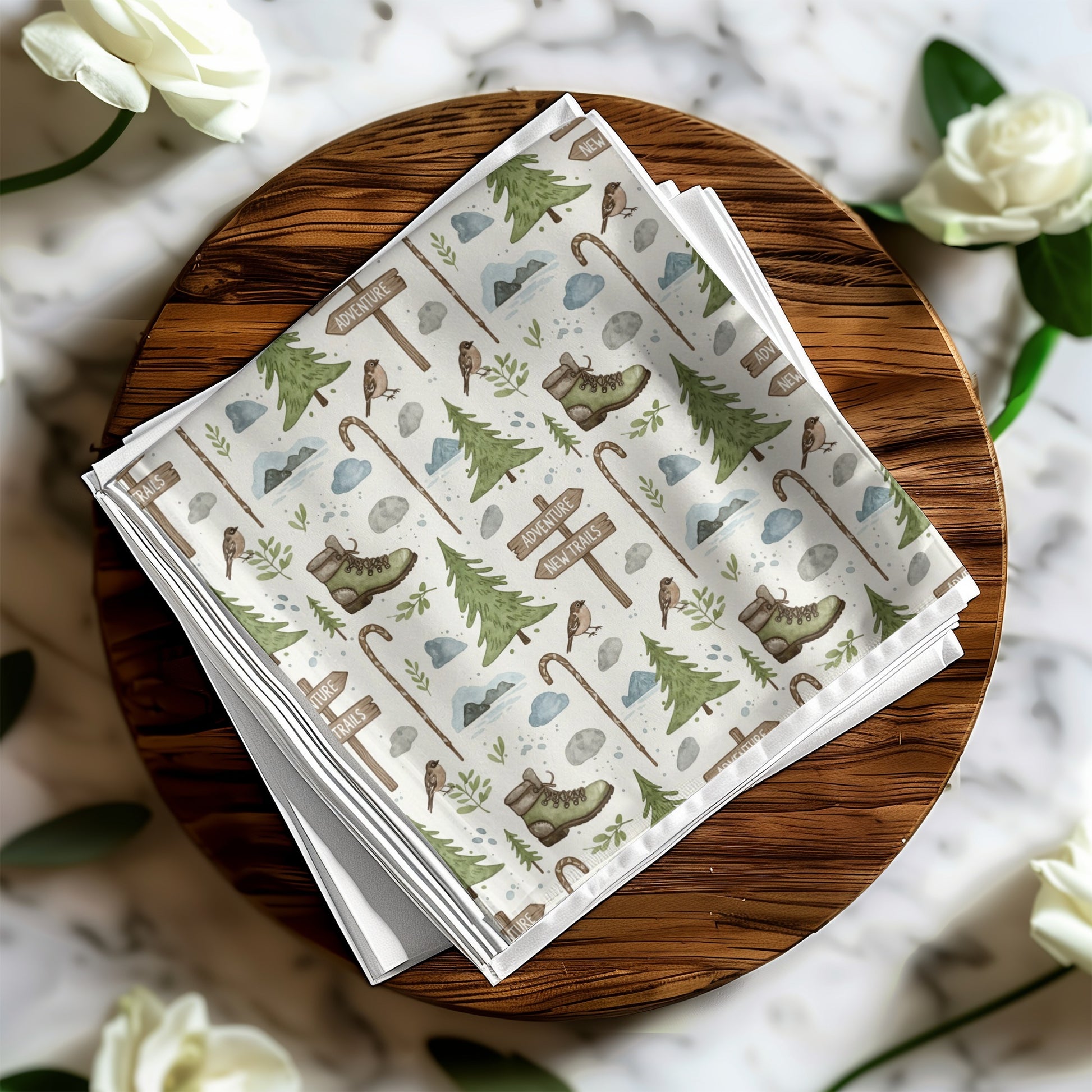 Rustic Nature and Hiking Adventure Print Napkin
