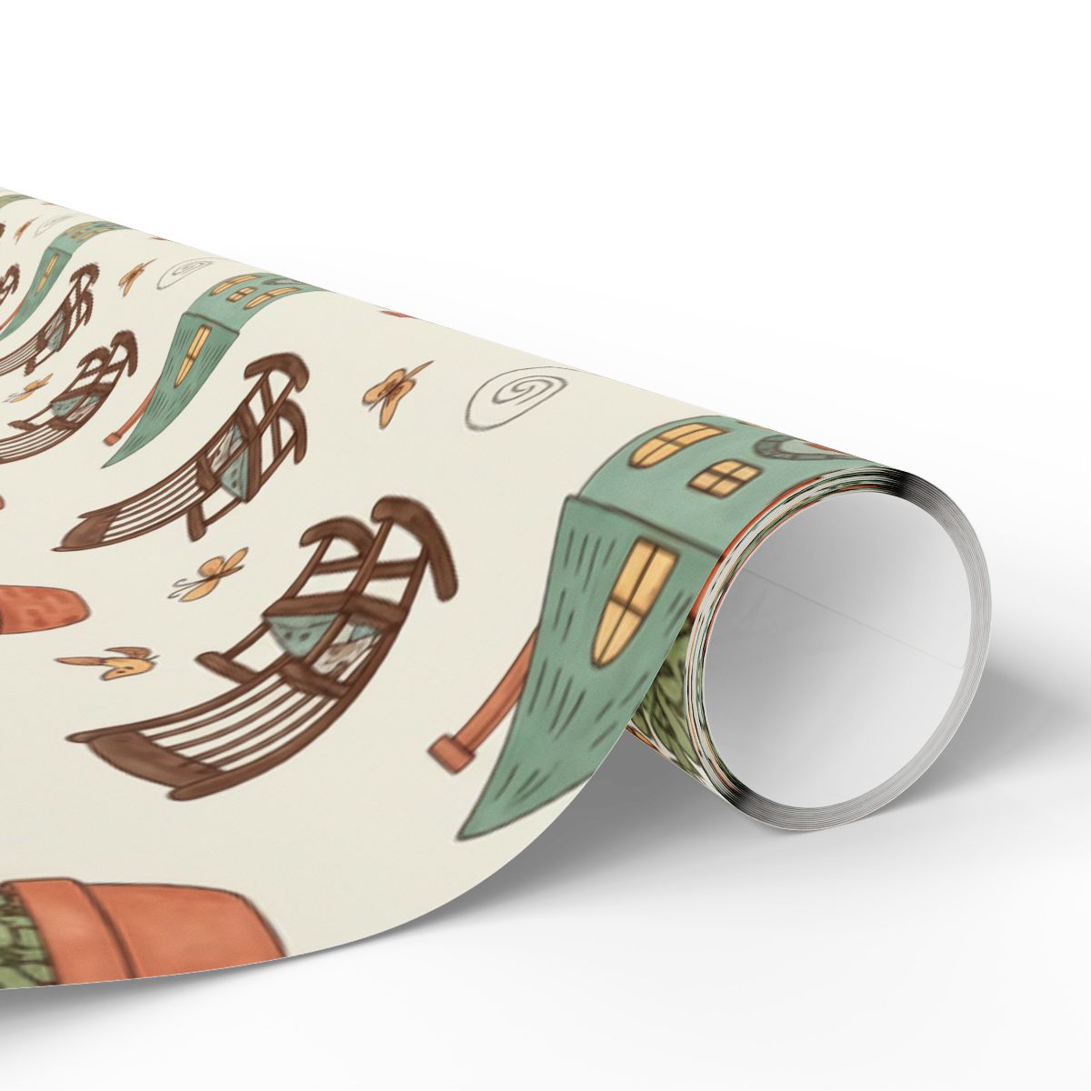 Whimsical Town Theme Wrapping Paper Roll for Gifts