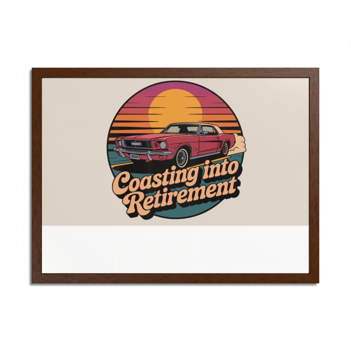 Coasting Into Retirement Retro Sunset Style Car Framed Art Posters - Retiree Gifts Retirement Party