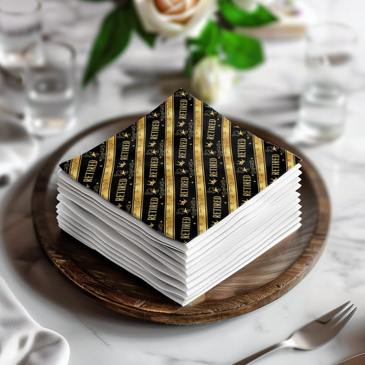 Retired and Loving It Gold Black Party Napkins