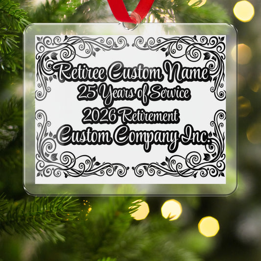 Retirement Plaque with Custom Name and Details Ornament