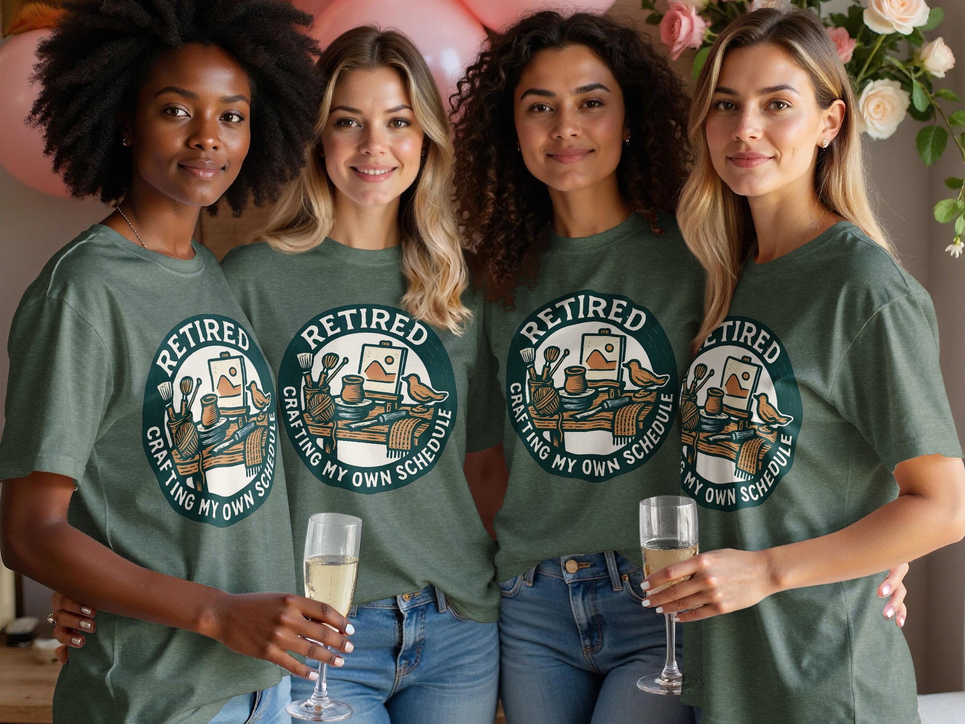 Retired Crafting My Own Schedule | Dark Heather Color Bella T-Shirts - Retiree Gifts Retirement Party