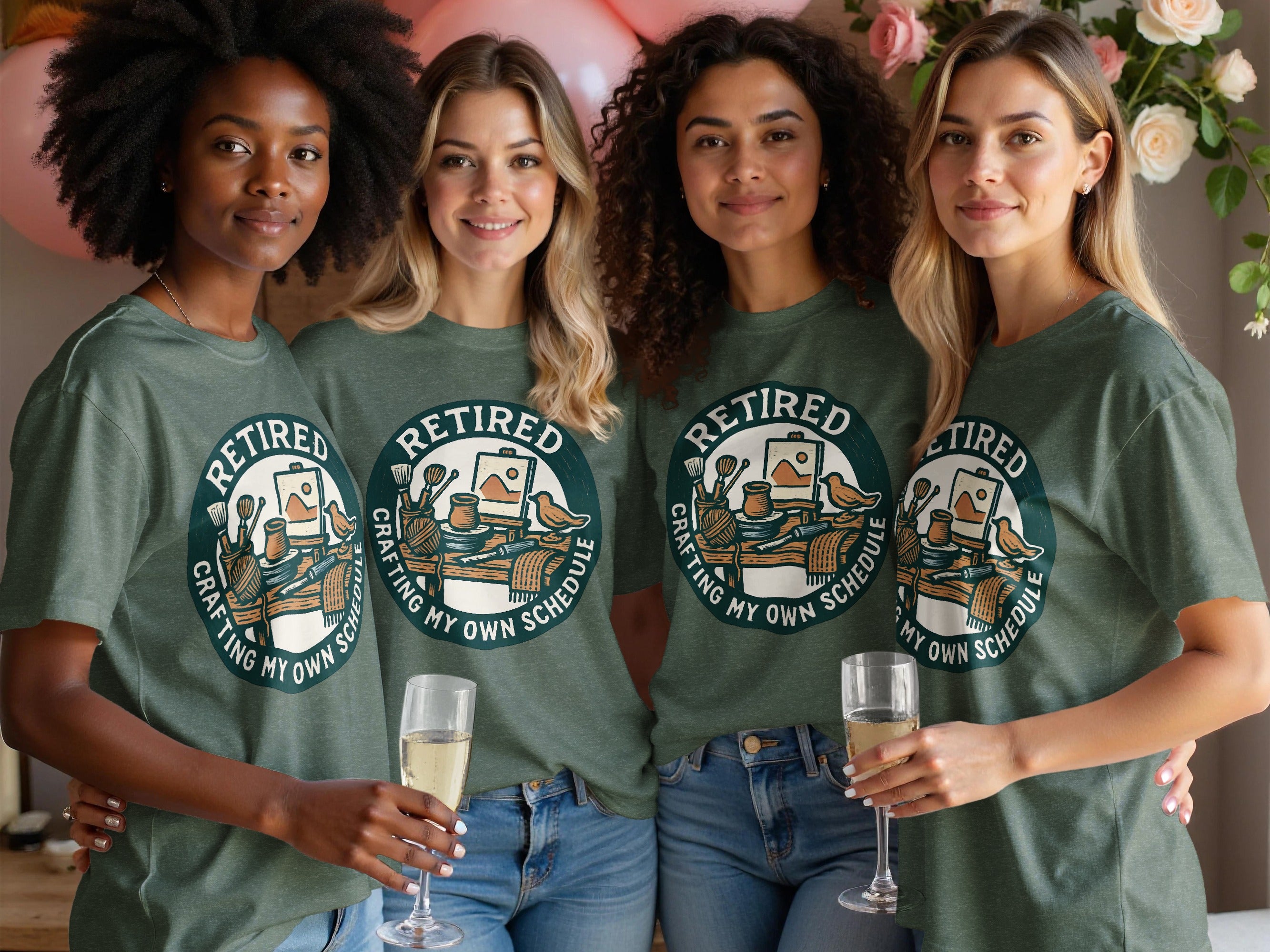 Retired Crafting My Own Schedule | Dark Heather Color Bella T-Shirts - Retiree Gifts Retirement Party