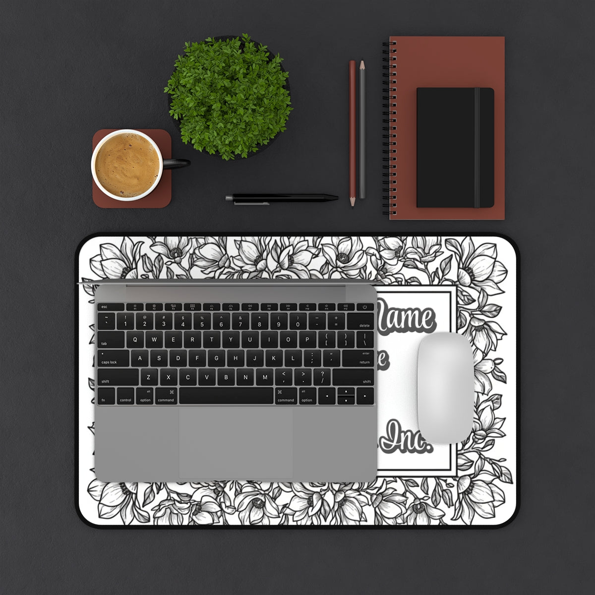 Personalized Inspirational Quote Floral Desk Mat