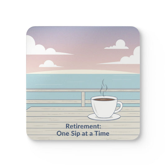 Relaxing View with Coffee for Retirement Coaster