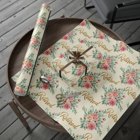 Retired Florals Gift Wrapping Paper with Pink Flowers