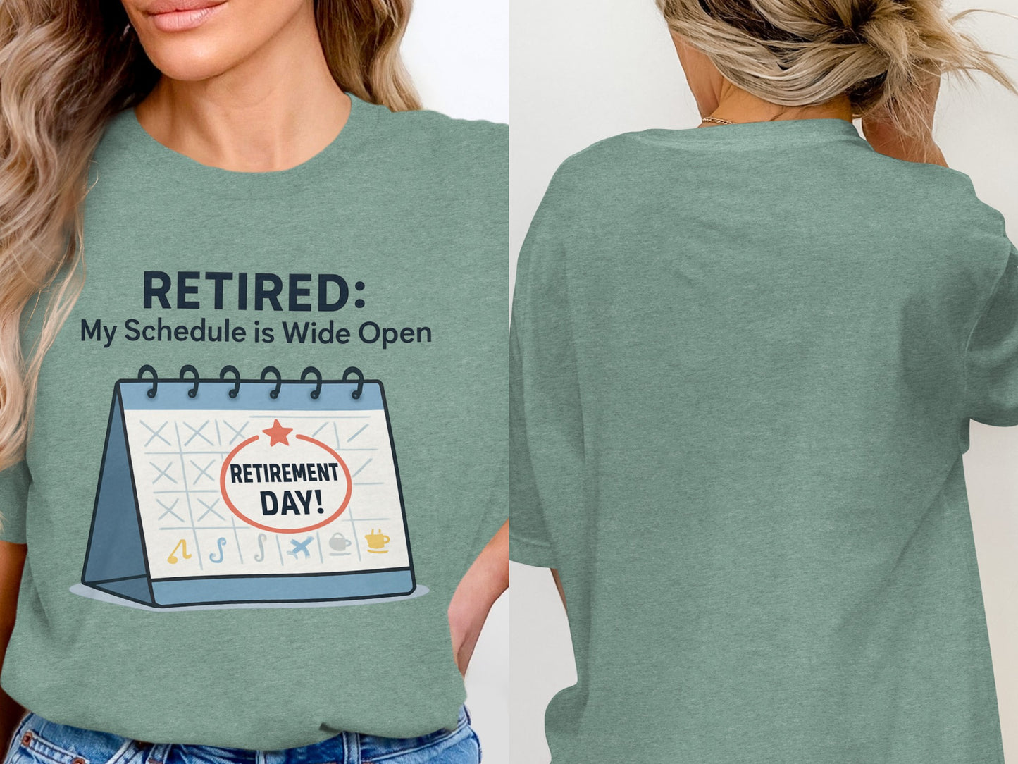 Retired My Schedule is Wide Open | Retirement Day | Celebrate retirement with personalized Soft Color Bella T-Shirts - Retiree Gifts Retirement Party