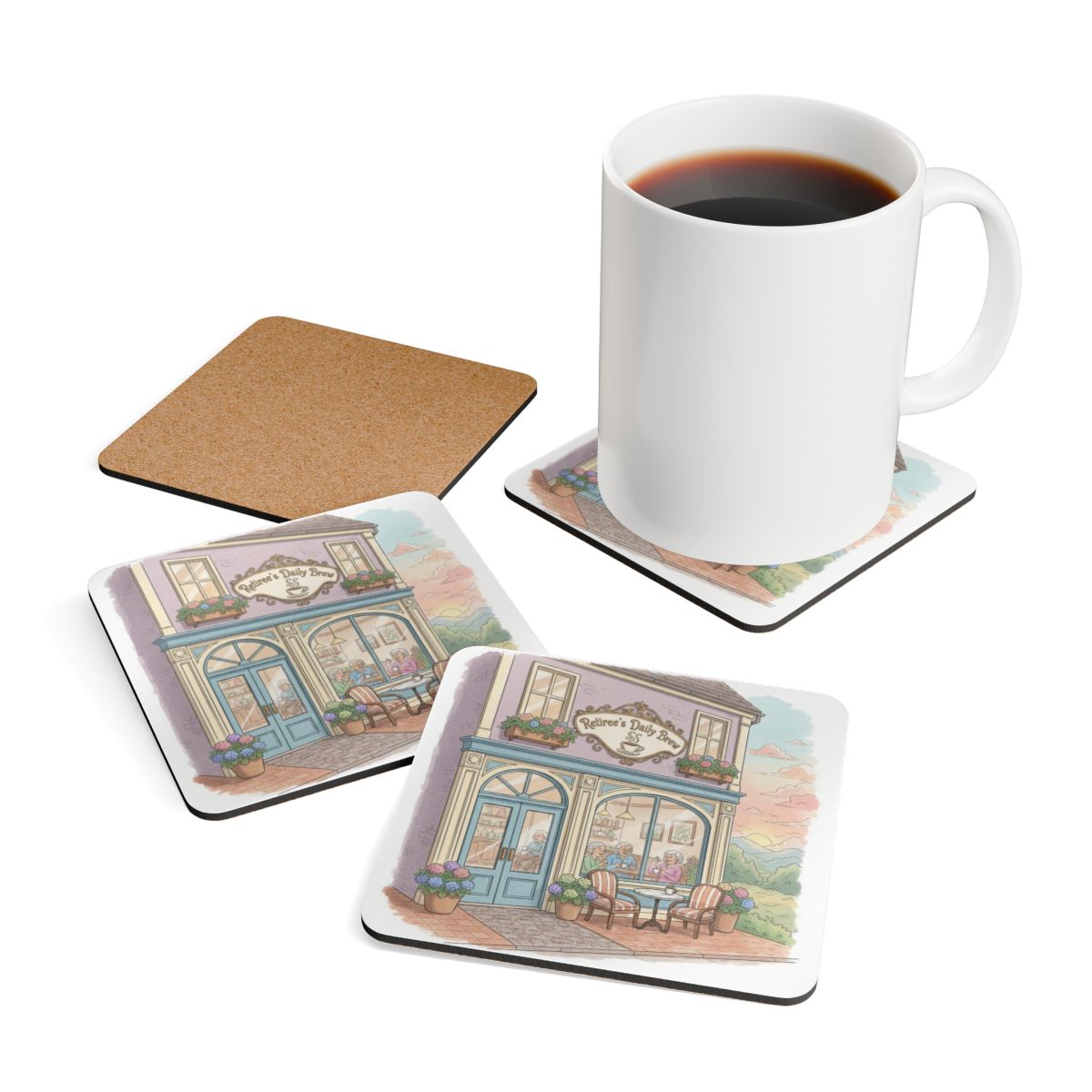 Cozy Coffee Shop Design Coaster Set