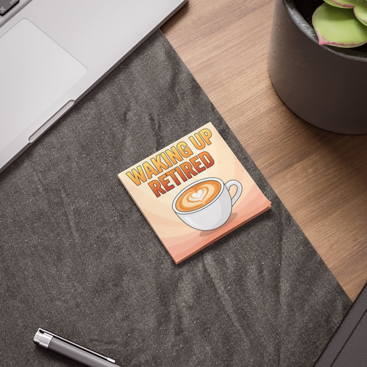 Waking Up Retired Coffee Cup Design Desk Mat Product