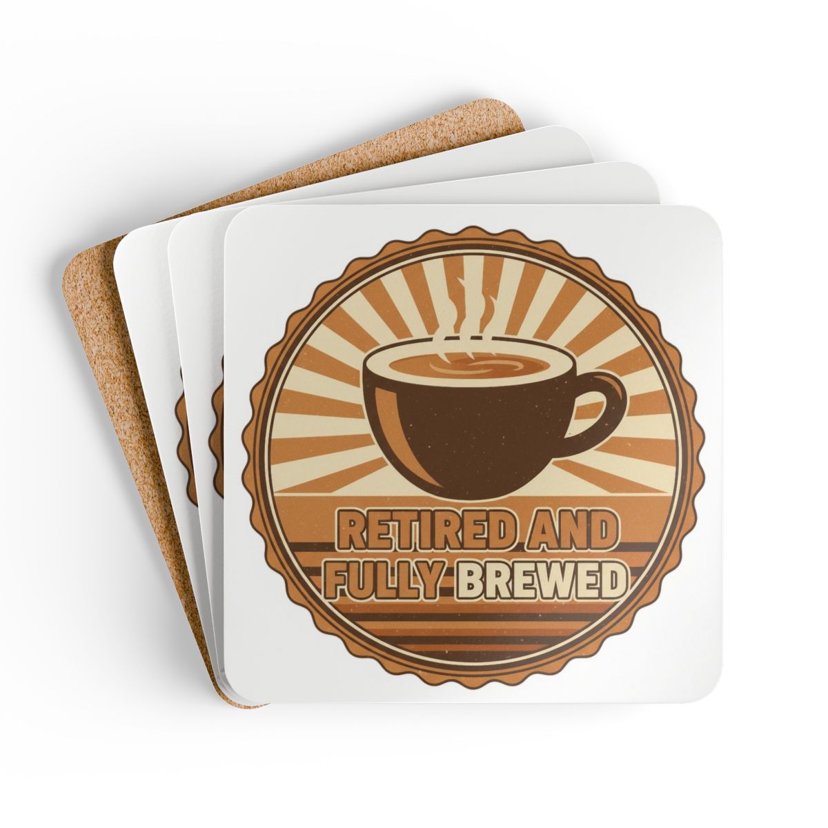 Retired and Fully Brewed Design Coaster Set