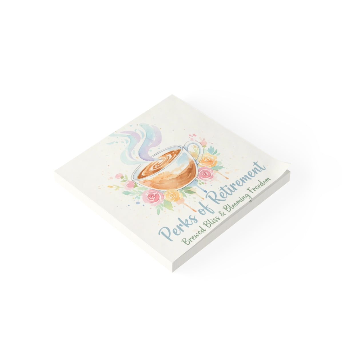 Perks of Retirement Brewed Bliss and Blooming Notepad