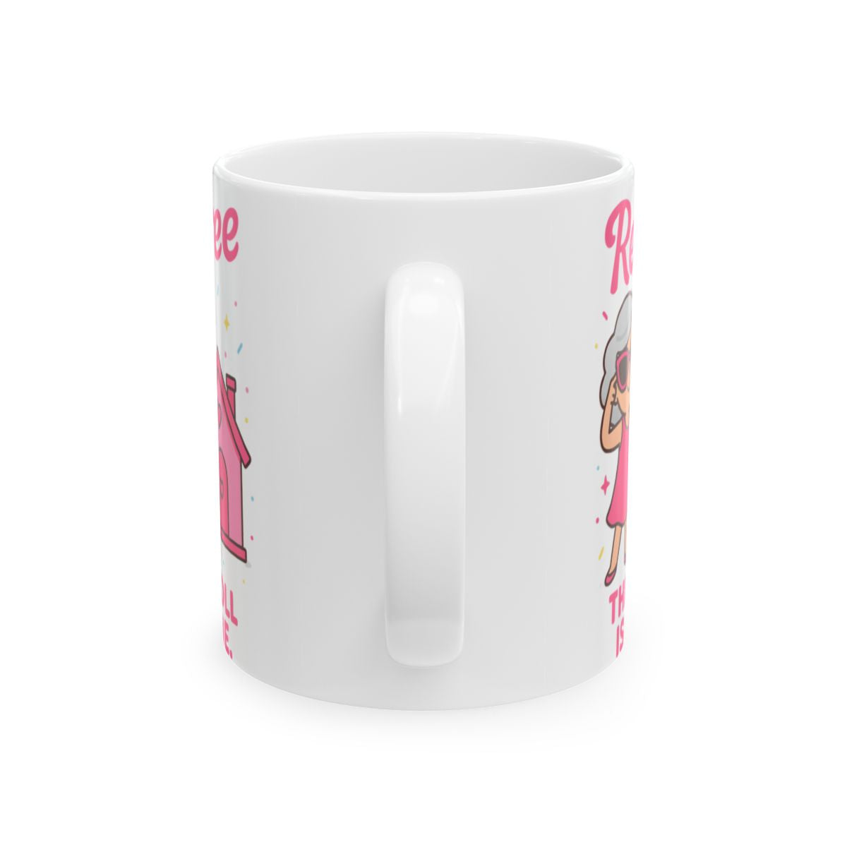 Retirement the Final Frontier Pink House and Lady Mug