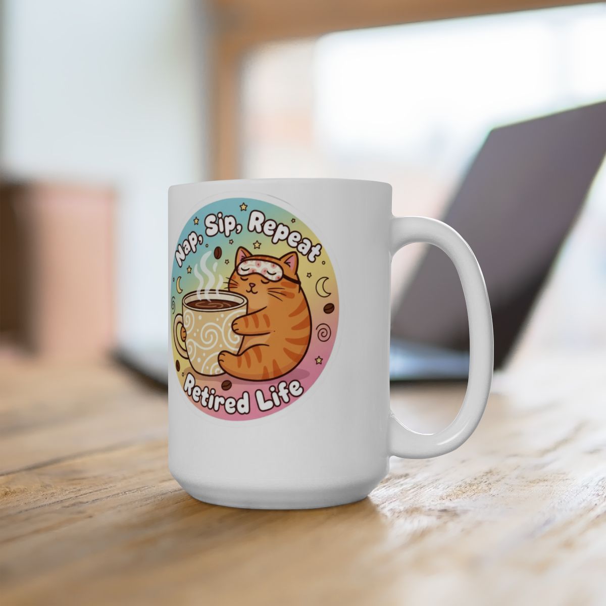 Nap Sip Repeat Retired Life Graphic Ceramic Mug