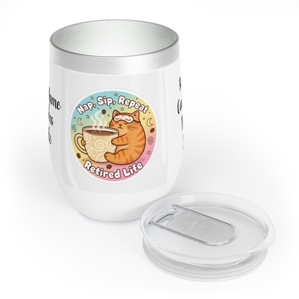 Nap Sip Repeat Retired Life Cat Coffee Tumbler