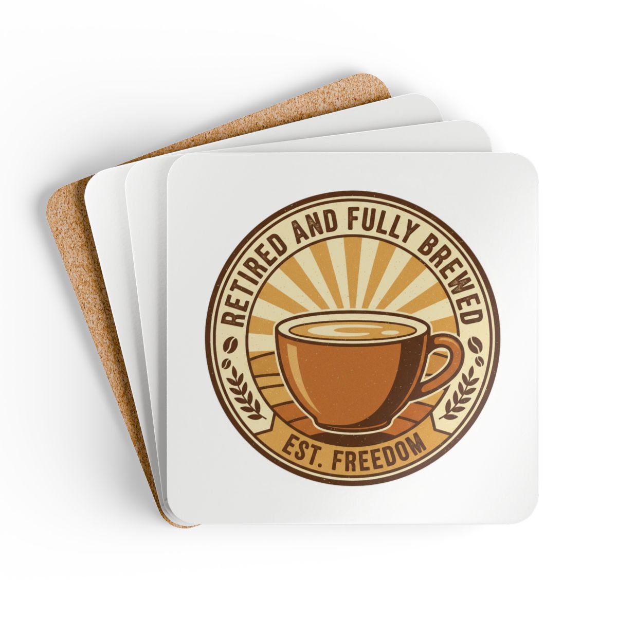 Retired And Fully Brewed Est Freedom Coaster Set