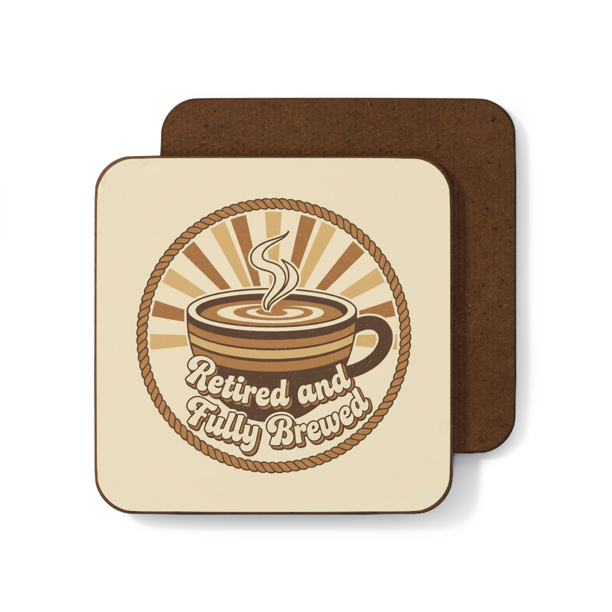 Retired and Fully Brewed Coffee Coasters Set