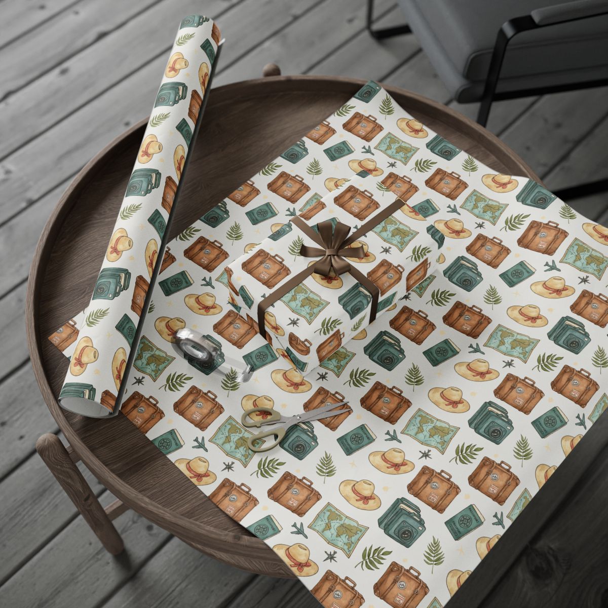Vintage Travel Themed Gift Wrap Roll and Sheets